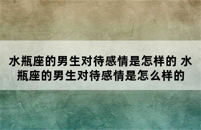 水瓶座的男生对待感情是怎样的 水瓶座的男生对待感情是怎么样的